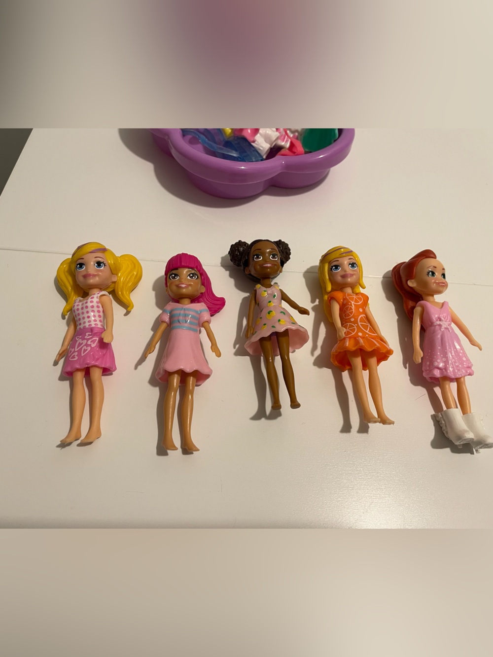 Polly Pocket Dolls & Clothing Lot Set of 5 Dolls Clothing Accessories